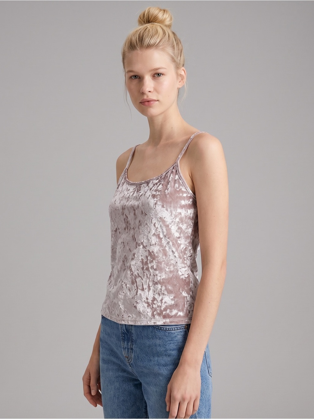 Emme Jordan Vintage Y2K Velour Spaghetti Strap Camisole - Blush. Rave. Soft girl